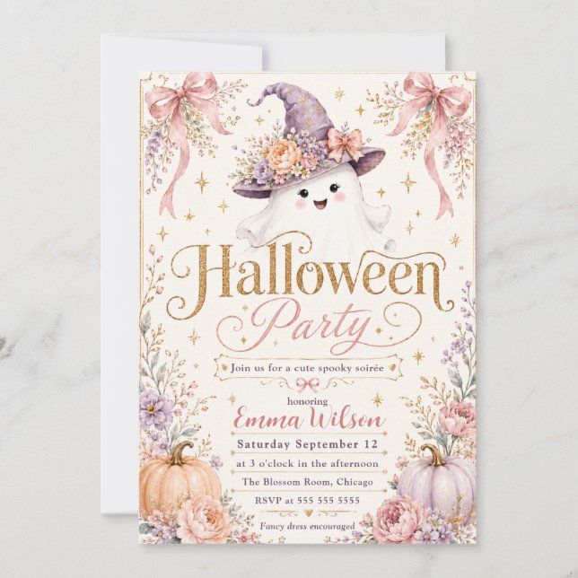 Söt kuslig Halloween-fest Inbjudningar (Framsida)