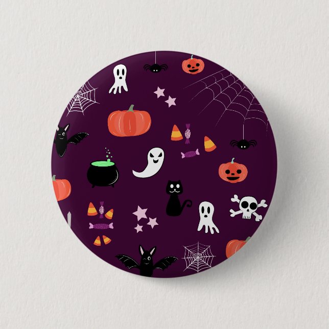 Söt kuslig Halloween-konst Knapp (Framsida)