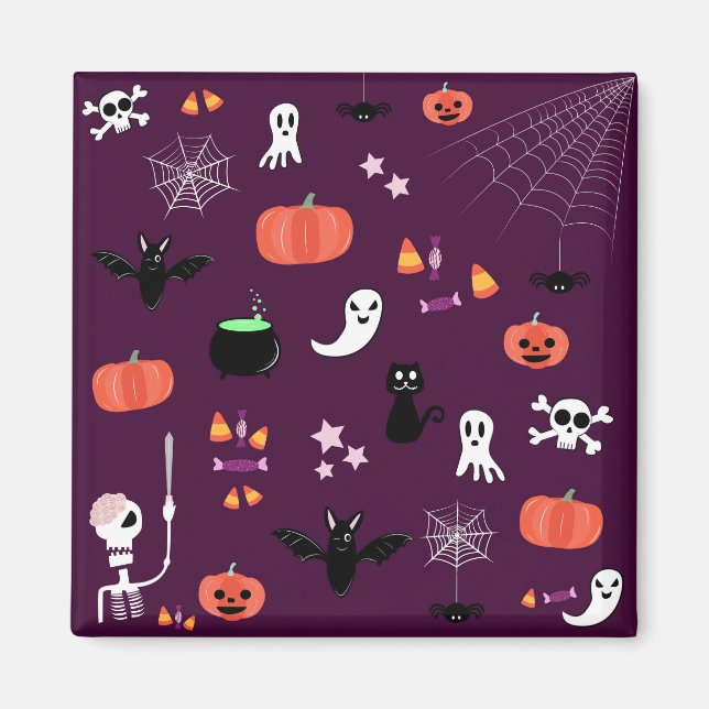 Söt kuslig Halloween-konst Magnet (Framsidan)
