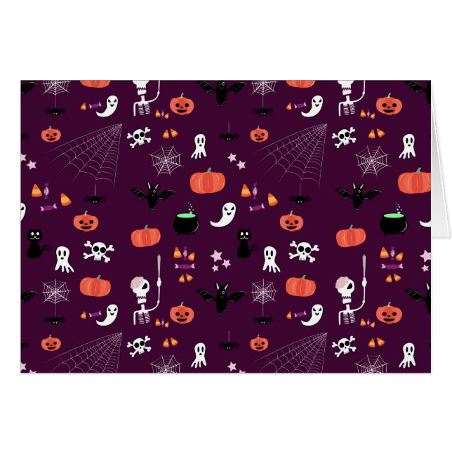 Söt kuslig Halloween-konst OBS Kort (Framsidan Horizontal)