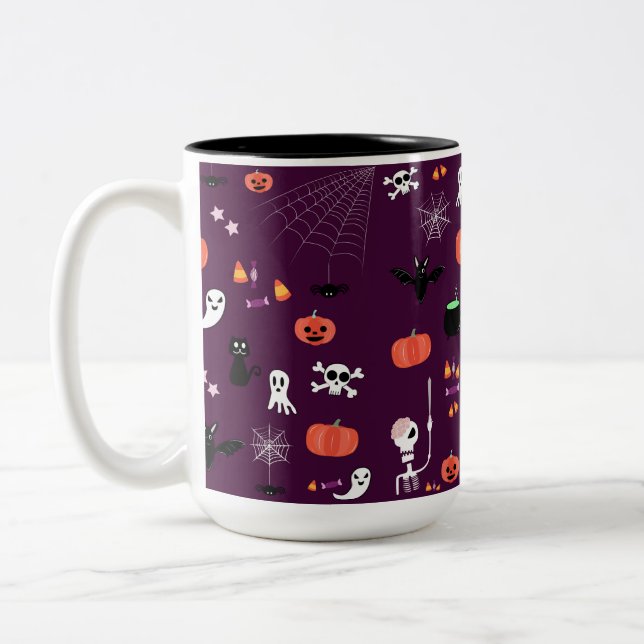 Söt kuslig Halloween-konst Två-Tonad Mugg (Vänster)