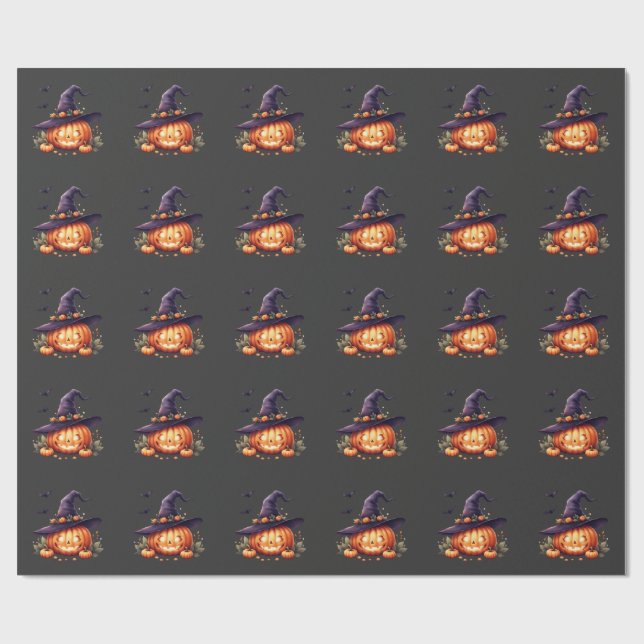 Söt kuslig Halloween – Pumpa  Presentpapper (Platt)