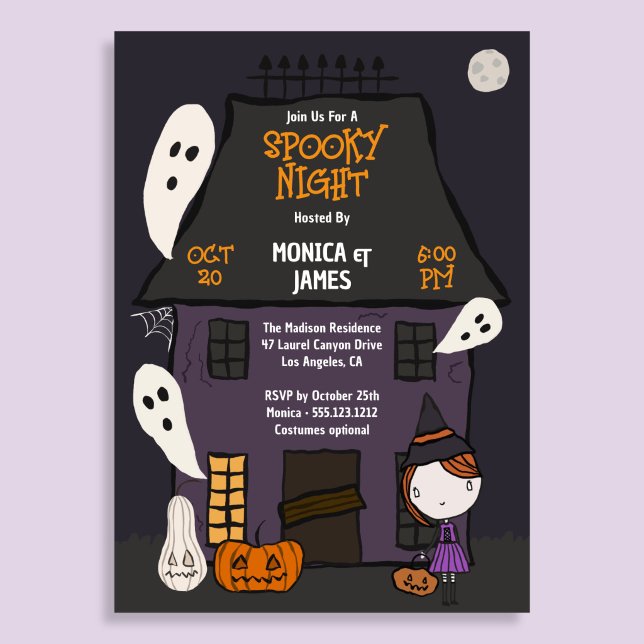Söt kuslig Halloweenfest Spökhus  Inbjudningar (Skapare uppladdad)