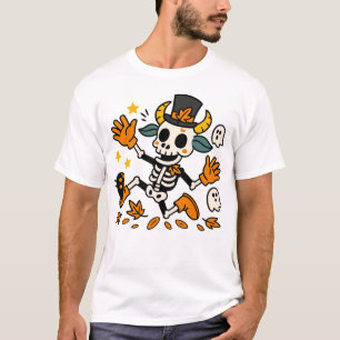 Söt kuslig skelettget med topp hatt t shirt