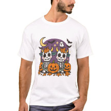 Söt kuslig skelettkor T-shirt med pumpor