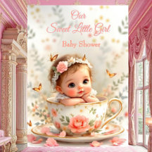 Söt kute Peach Rosa Girl Baby Shower Tekopp