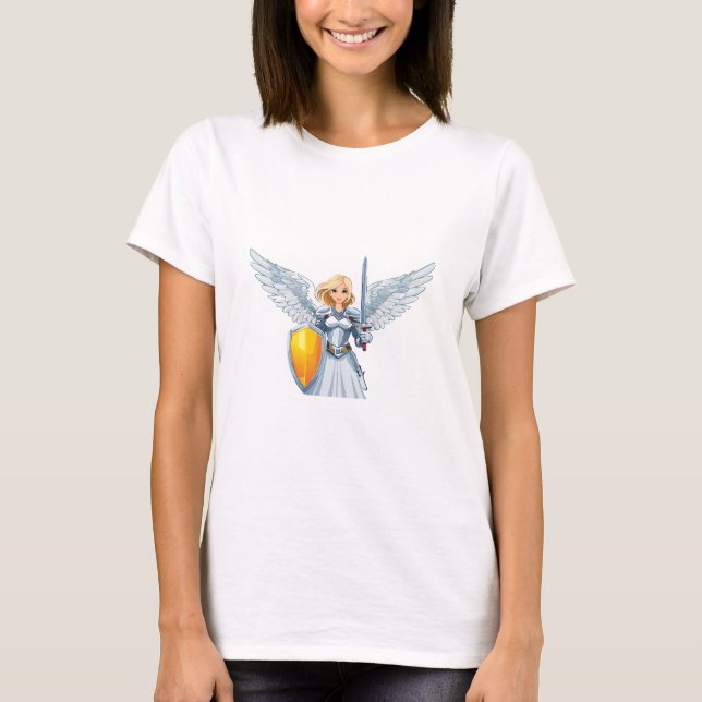Söt kvinna Änglar med öppna vingar T Shirt (Framsida)