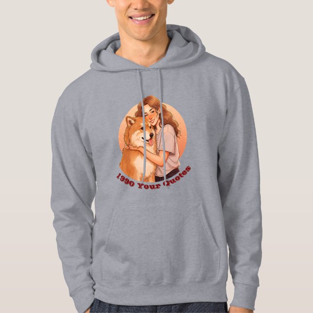 Söt kvinna och hunddjur hoodie (Framsida)