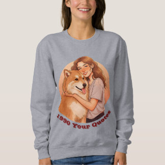 Söt kvinna och hunddjur t shirt