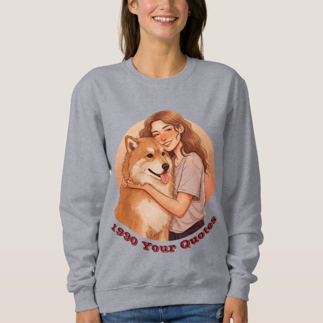 Söt kvinna och hunddjur t shirt (Framsida)