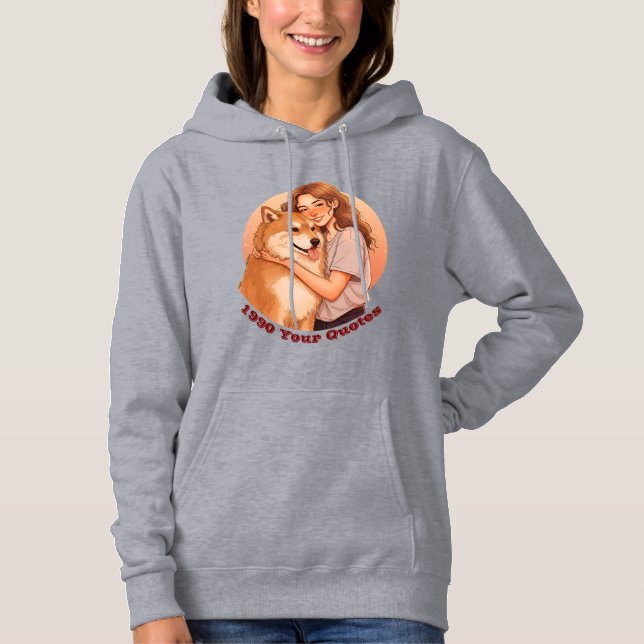 Söt kvinna och hunddjur t shirt (Framsida)