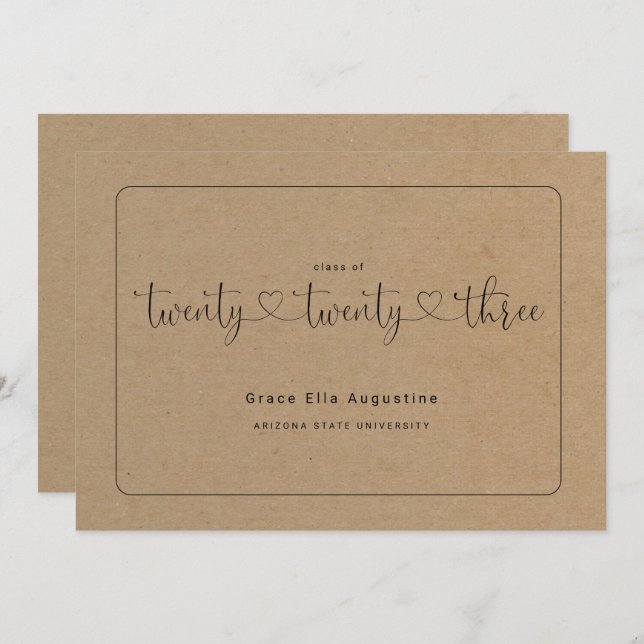 Söt kvinnas examensmeddelande  inbjudningar (Fram/baksida)