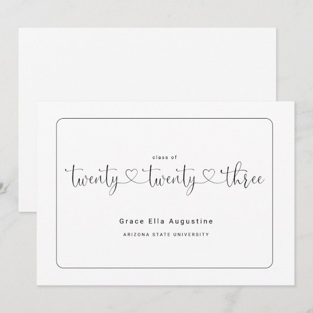 Söt kvinnas examensmeddelande  inbjudningar (Fram/baksida)