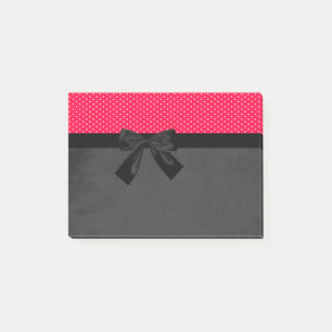 Söt kvinnlig elegant röd prickig -Svart slinga Post-it Block