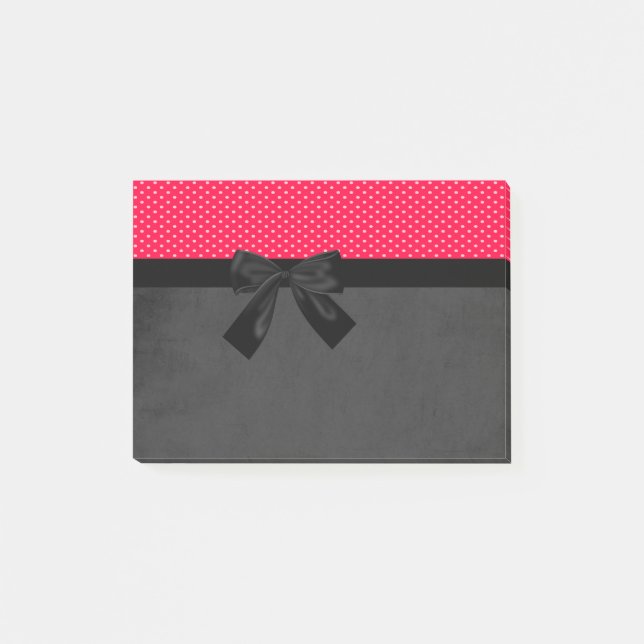 Söt kvinnlig elegant röd prickig -Svart slinga Post-it Block (Framsida)