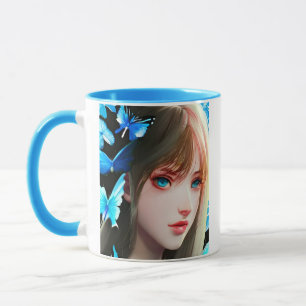 Söt Kvinnor med Personligen Blue Butterflies Mugg