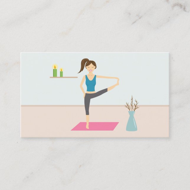 Söt Kvinnor som tränar Yoga i ett Snyggt rum Visitkort (Framsida)