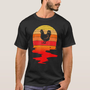 Söt Kyckling 70-Tal Retro Solnedgång Husdjur Djur T Shirt