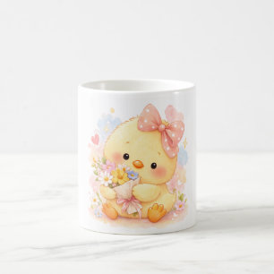 Söt Kyckling Blommig Mugg