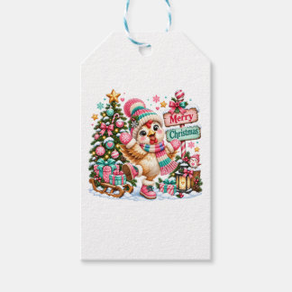 Söt Kyckling God Jul Presentetikett