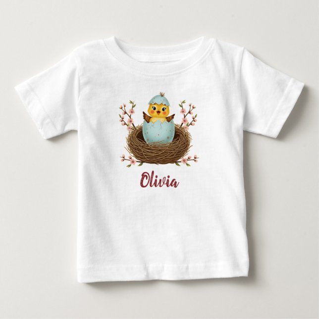 Söt kyckling i kläckande ägg t shirt (Framsida)