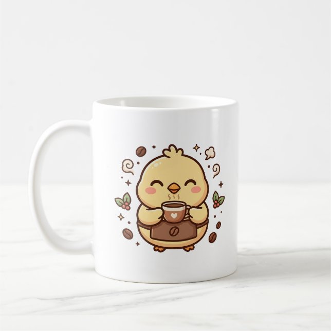 Söt Kyckling Kaffe Mugg Kawaii Karaktär (Vänster)