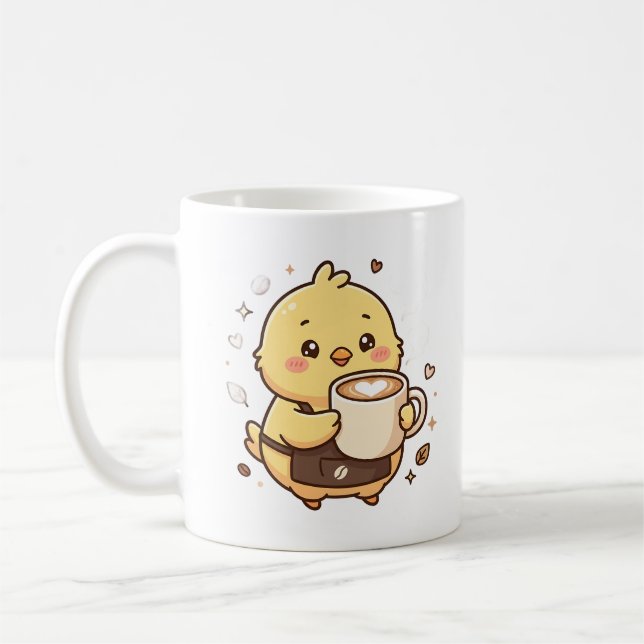 Söt Kyckling Latte Hjärtkaffemugg Kaffemugg (Vänster)