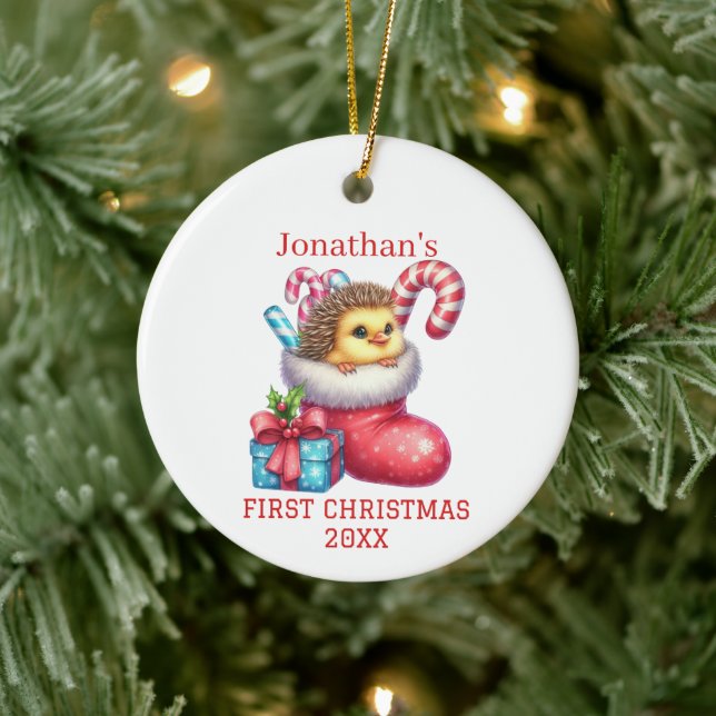 Söt kyckling med igelkottspäls jul julgransprydnad keramik (Träd)