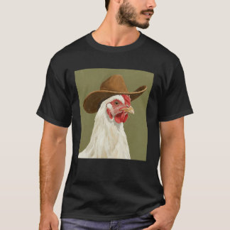 Söt kyckling som bär en cowboyhatt t shirt