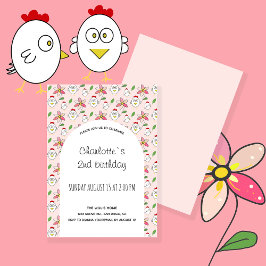Söt Kycklingillustration i Rosa Meddelande