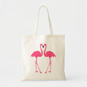 Söt kyss Ett par söta rosa flamingos isolerade Tygkasse