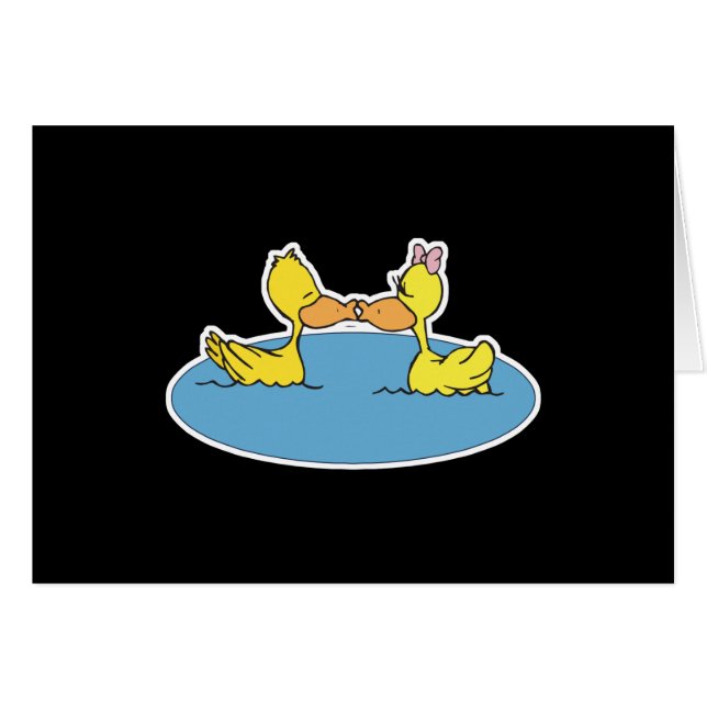 Söt kyssande ankor hälsningskort (Framsidan Horizontal)