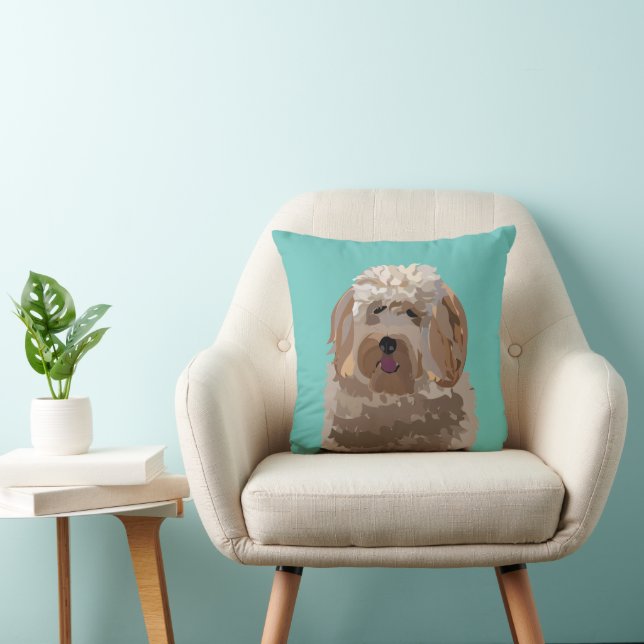 Söt Labradoodle Hund Husdjur Kudde (Stol)