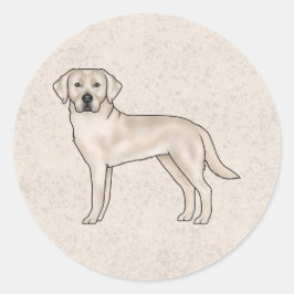 Söt labrador retriever i cremefärg står upp runt klistermärke