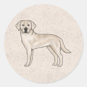 Söt labrador retriever i cremefärg står upp runt klistermärke