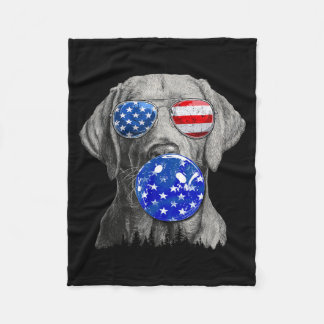 Söt Labrador som bär amerikanska flagg solglasögon Fleecefilt