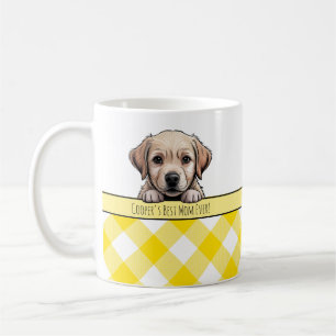 Söt Labrador-valp Bästa Hundmamma Gul Gingham Kaffemugg