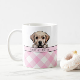 Söt Labrador-valp Bästa Hundmamma Rosa Gingham Kaffemugg