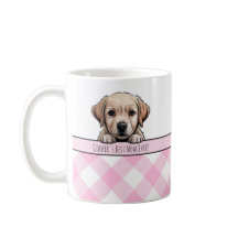 Söt Labrador-valp Bästa Hundmamma Rosa Gingham