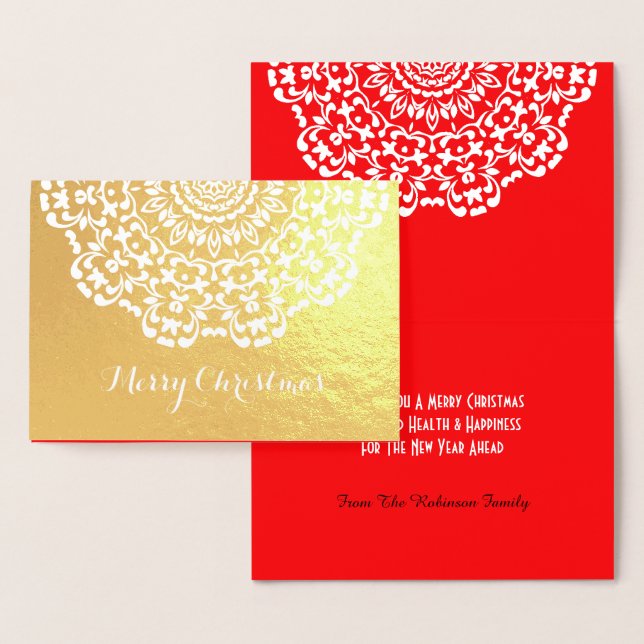 Söt Lacy Flower Patterned God jul Folierat Kort (Display)