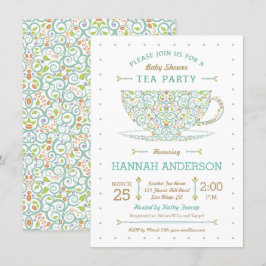 Söt Lacy Tekopps Baby Shower Könsneutral Inbjudningar