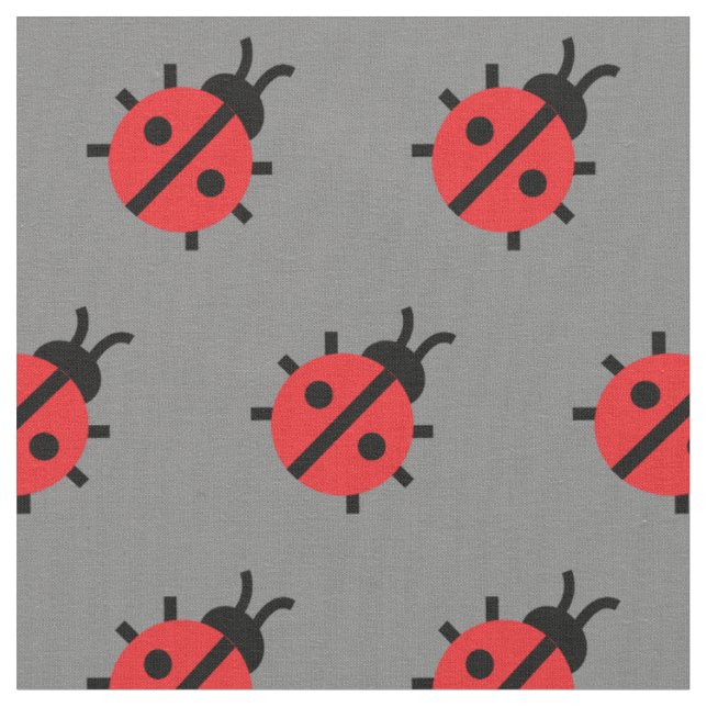 Söt Lady Bug Barn Barnkammar Bug Insekt Grå Tyg (Närbild)