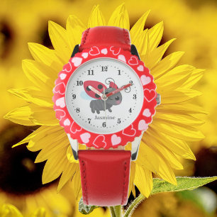 Söt ladybug älskare add namn armbandsur