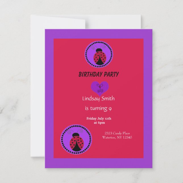Söt Ladybug Birthday-inbjudan Inbjudningar (Framsida)