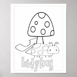 Söt ladybug-färgläggning poster