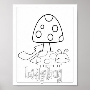 Söt ladybug-färgläggning poster