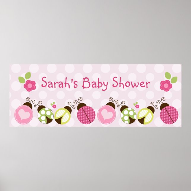 Söt Ladybugs & Flowers Poster/Banner Large Poster (Framsidan)