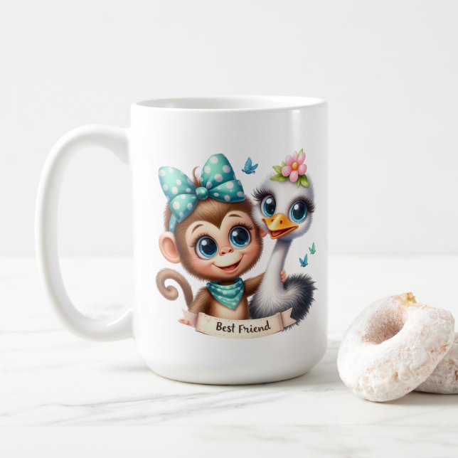 Söt lägg till ditt meddelande bästa vän  kaffemugg (Med munk)