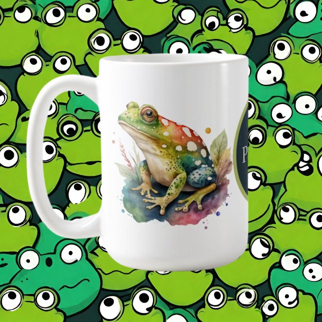 Söt lägg till monogram groda älskare kaffemugg (Skapare uppladdad)