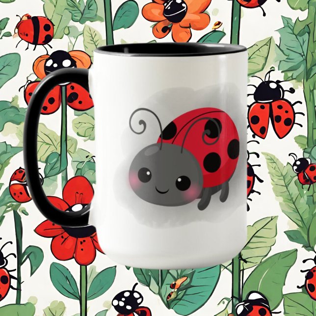 Söt lägg till monogram nyckelpiga älskare mugg (Skapare uppladdad)